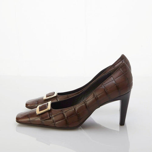 Escada Calf Leather Brown Court Shoe UK Size 7.5 - Ava & Iva