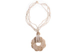 Cream beaded necklace with flower pendant 