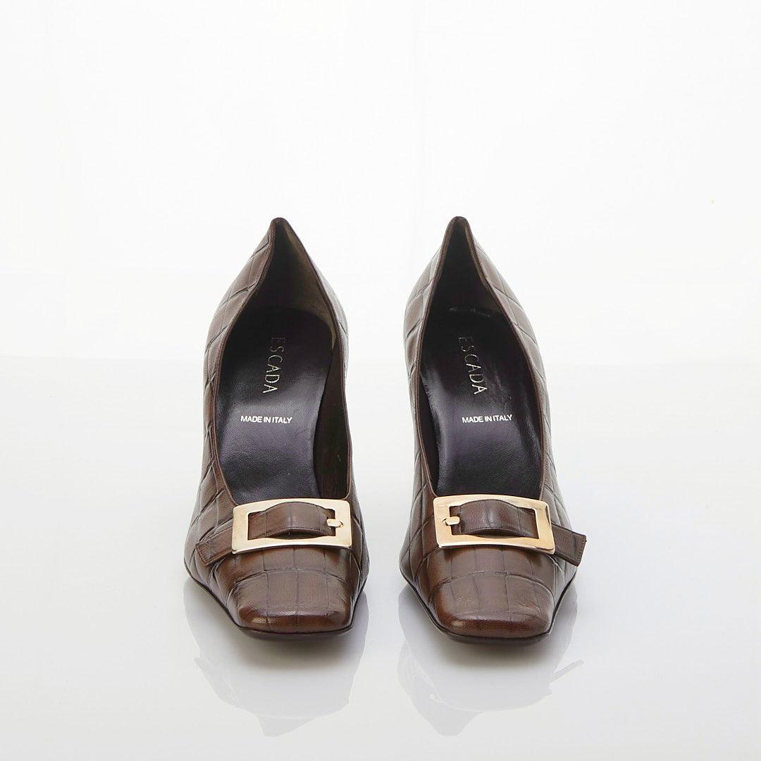 Escada Calf Leather Brown Court Shoe UK Size 7.5 - Ava & Iva