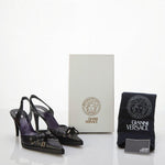 Gianni Versace Leather Black Sling Back Heeled Shoe UK Size 7 - Ava & Iva