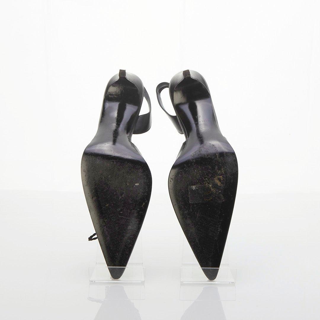 Gianni Versace Leather Black Sling Back Heeled Shoe UK Size 7 - Ava & Iva