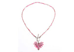 Pink glass necklace with heart pendant silver 925 marked clasp - Ava & Iva