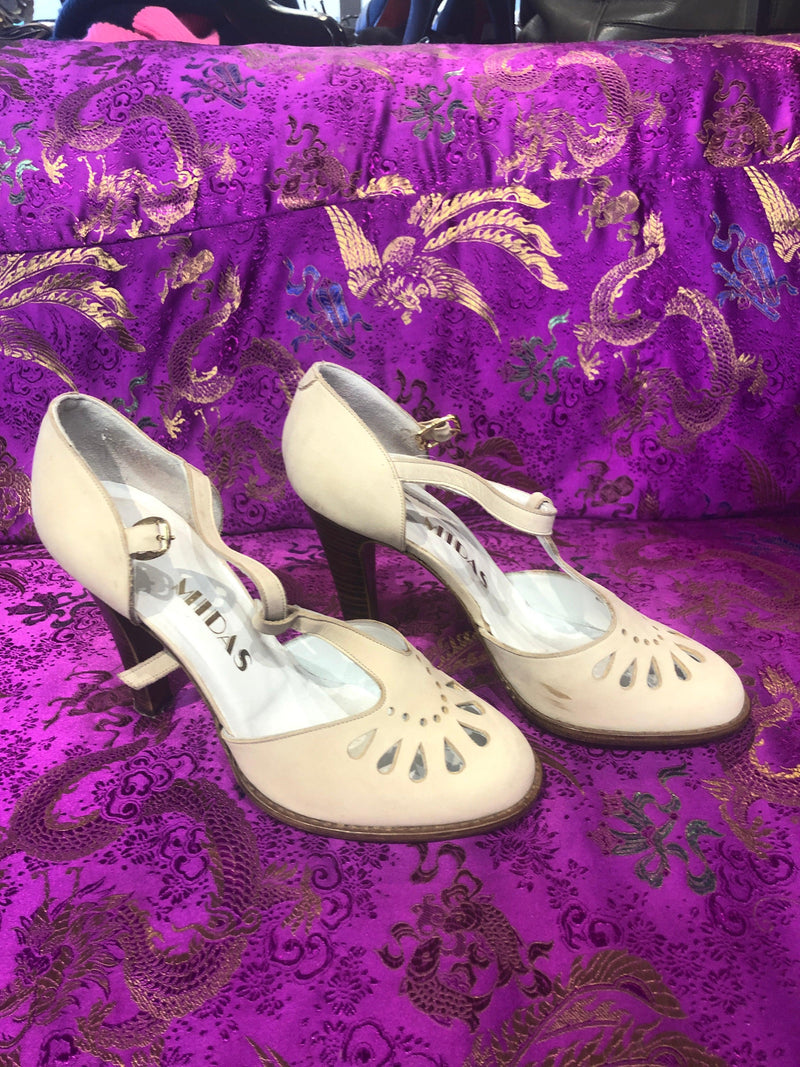 Midas vintage cream suede heels size 4 - Ava & Iva