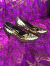 Alexander McQueen gold python effect leather heels size 39.5 - Ava & Iva