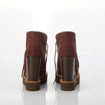 Stella McCartney "Leana" Faux Suede Burgundy Platform Wedge Ankle Boot UK Size 4 - Ava & Iva