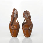Prada Leather Brown Two Toned Sling back Sandal UK Size 3.5 - Ava & Iva