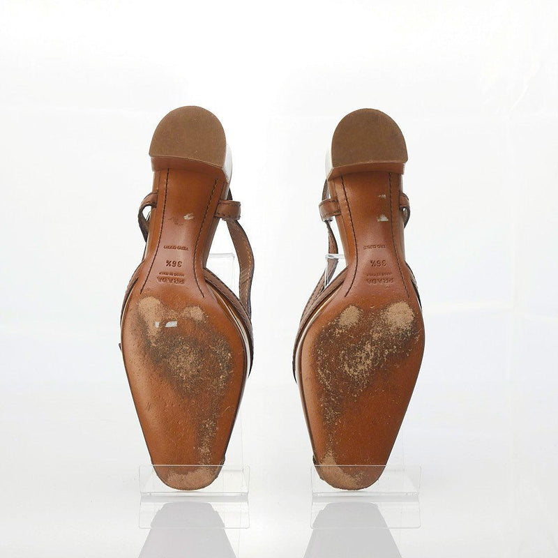Prada Leather Brown Two Toned Sling back Sandal UK Size 3.5 - Ava & Iva