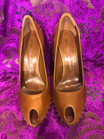 Ermanno Scervino leather tan stud Heels (36) 3 - Ava & Iva