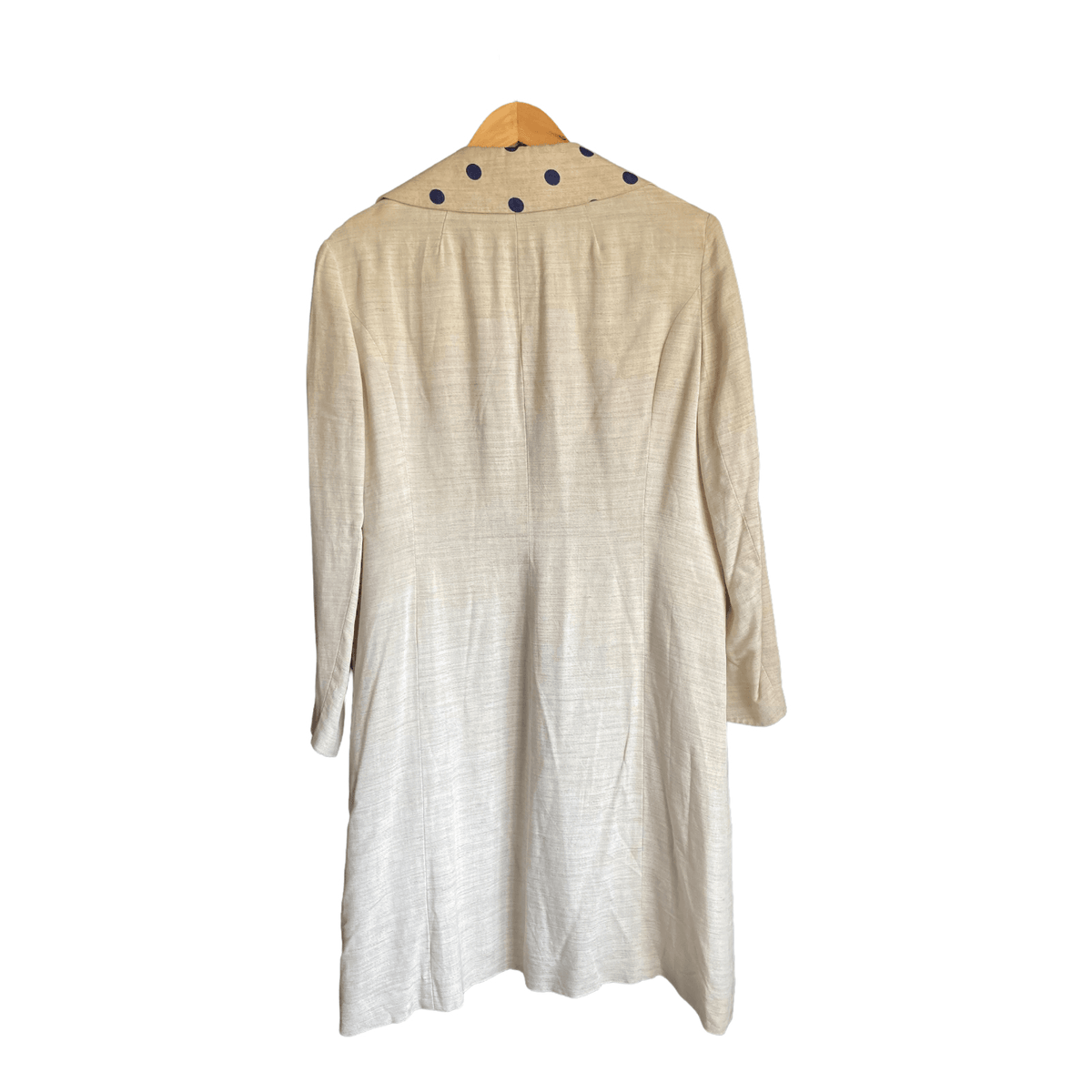 Vintage Jancourt Cream And Navy Long Sleeved Coat UK Size 14 - Ava & Iva