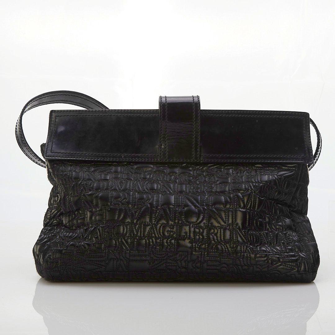 Bruno Magli Leather & Fabric Black Handbag - Ava & Iva