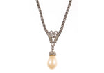 Crystal necklace with pearl pendant  detail