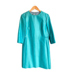 Vintage Peggy French Couture Turquoise 3/4 Sleeved Dress Suit And Long Sleeved Coat UK Size 16 - Ava & Iva
