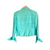Lalage Beaumont Silk Turquoise Patterned Cap Sleeved Dress UK Size 8 And Matching Long Sleeved Jacket UK Size 10. - Ava & Iva
