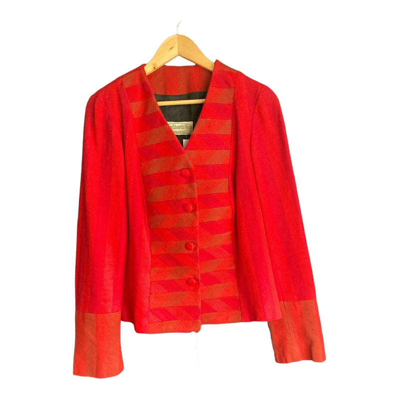 Jenny Edwards-Moss Red Skirt Suit With Long Sleeved Jacket UK Size 14 - Ava & Iva