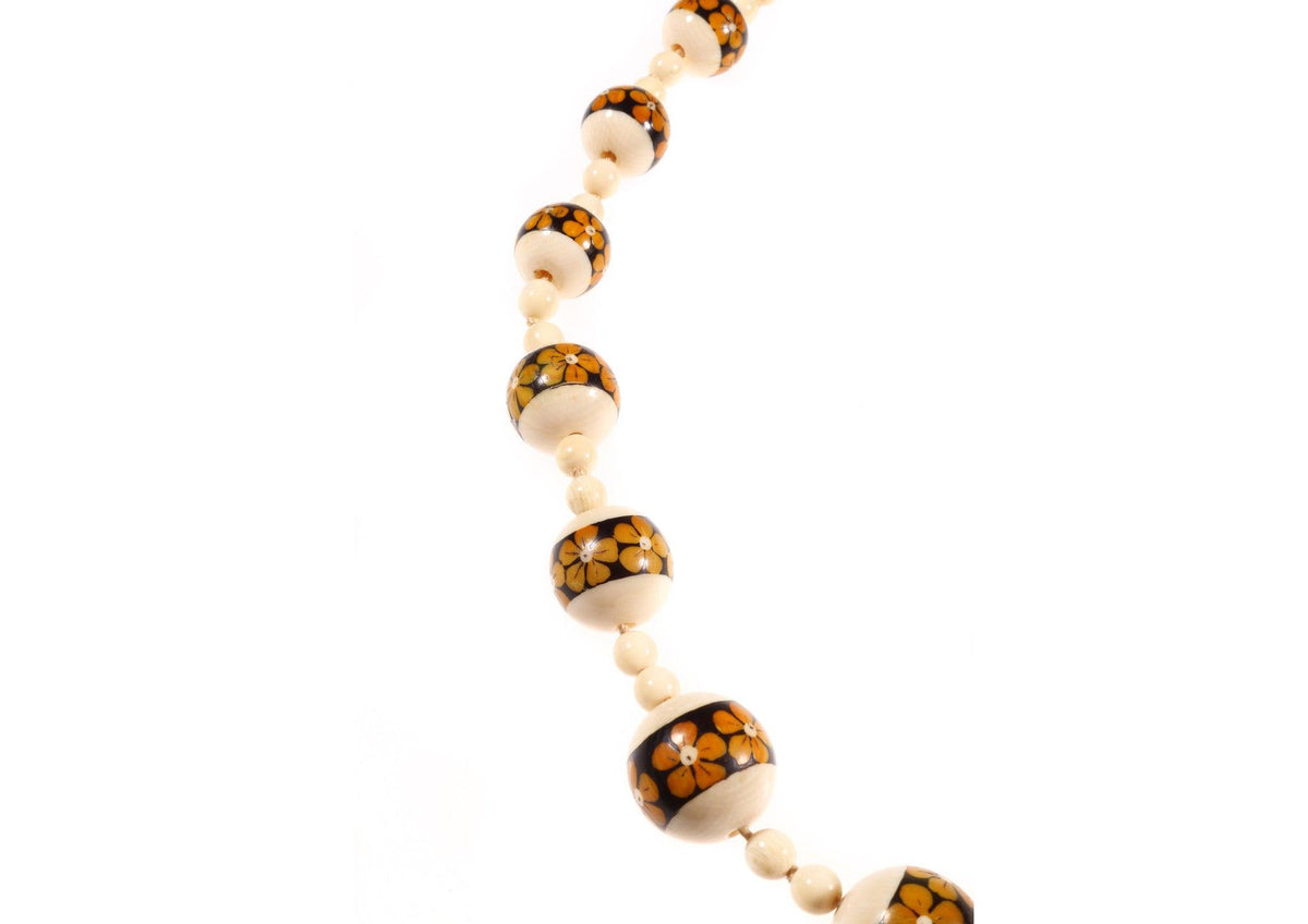 Floral decorated beaded necklace - Ava & Iva