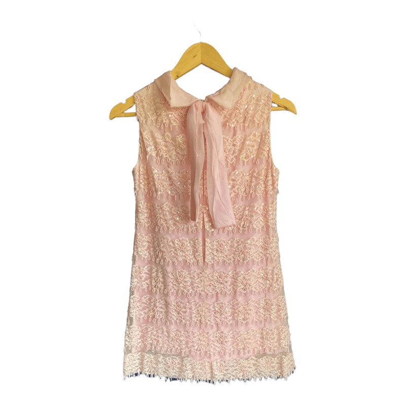 Vintage Ellis Pink Beaded Sleeveless Occasion Dress UK Size 8 - Ava & Iva