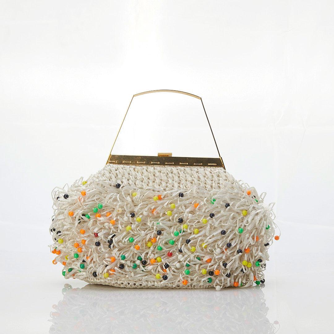 Vintage Beaded 1960's White Handbag - Ava & Iva