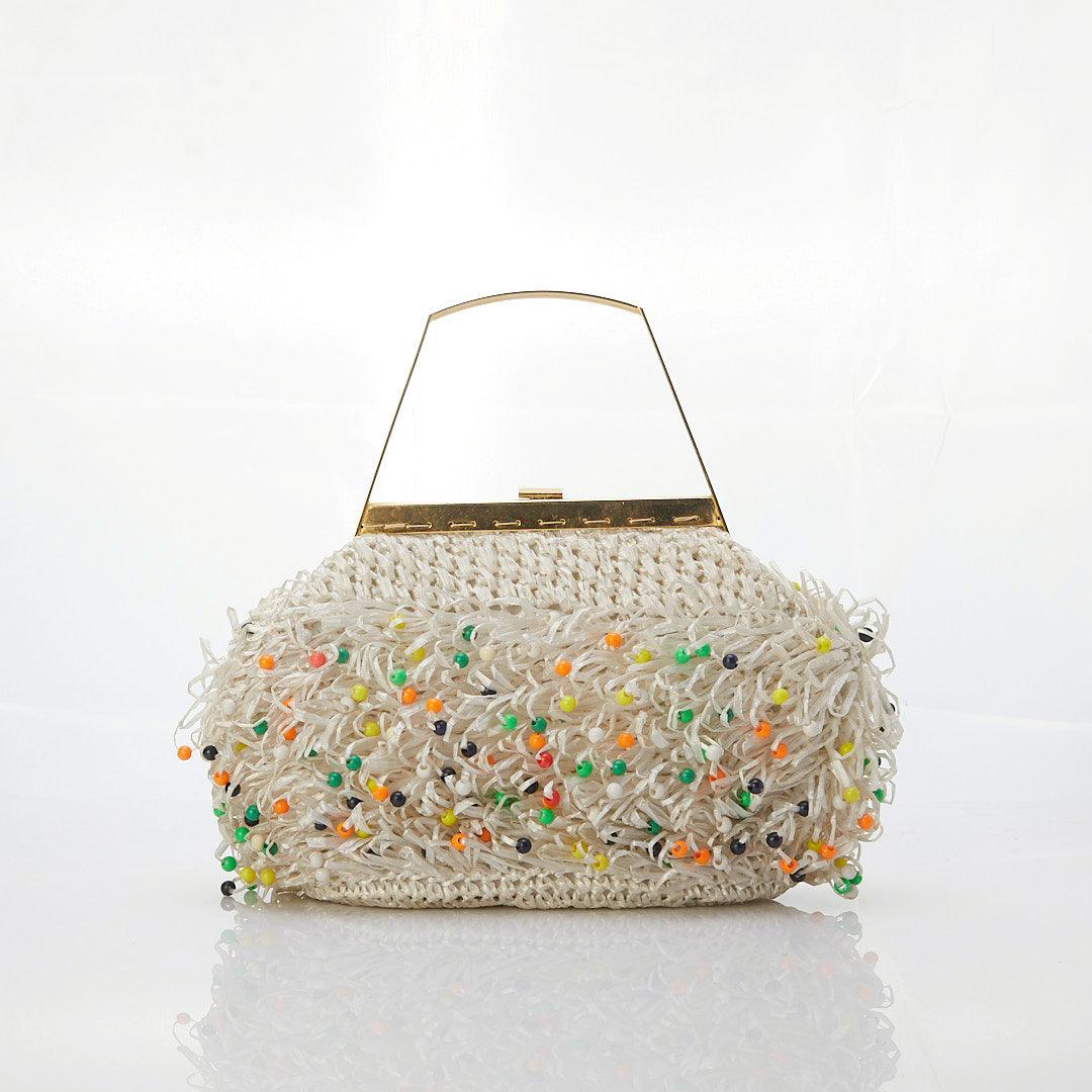 Vintage Beaded 1960's White Handbag - Ava & Iva