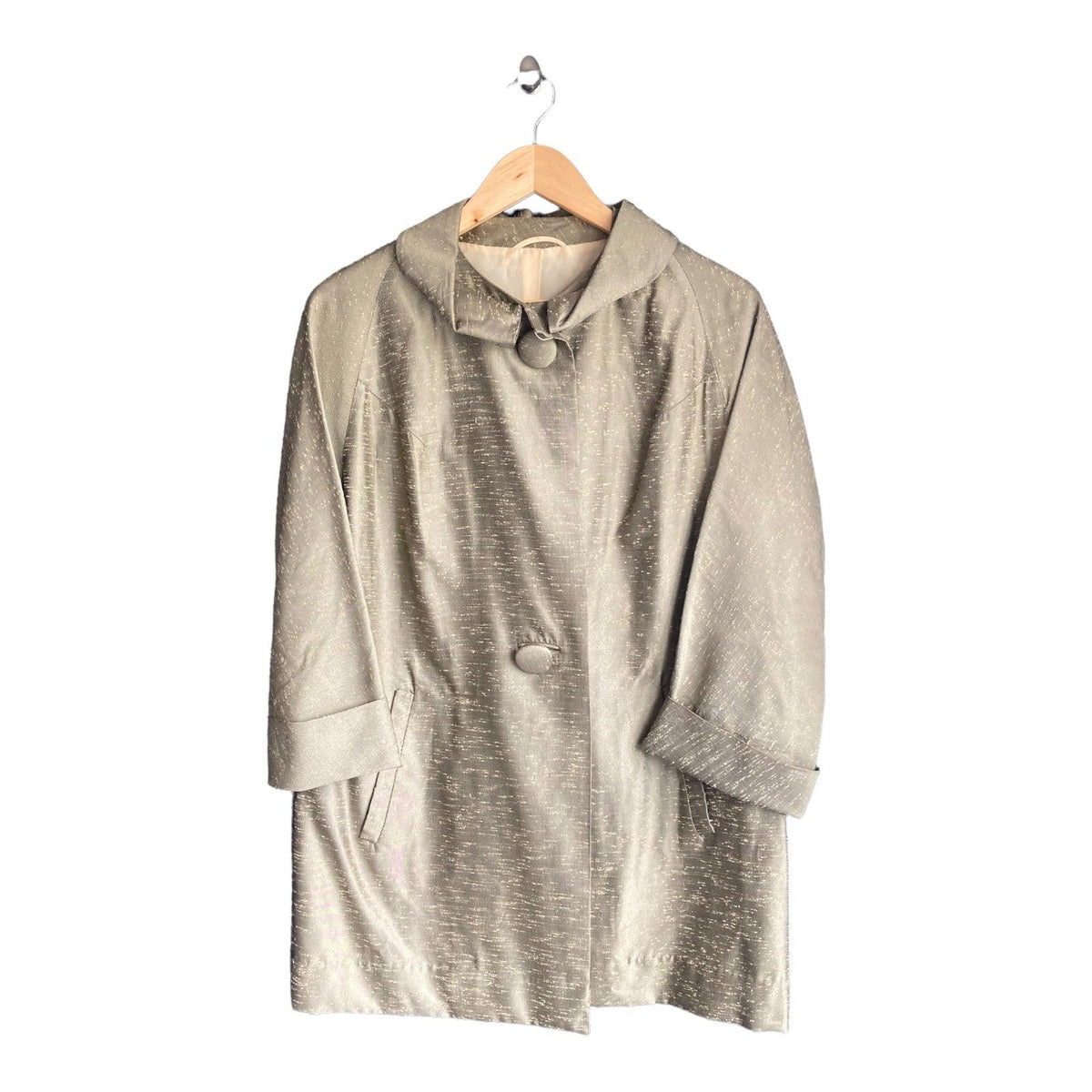 Vintage Green/Gold Long Sleeved Coat UK Size 16 - Ava & Iva