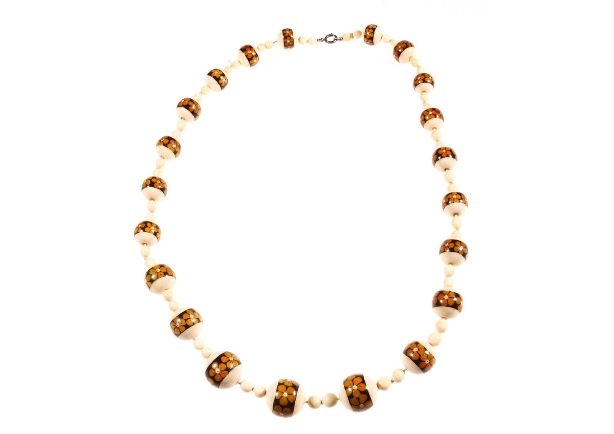 Floral decorated beaded necklace - Ava & Iva