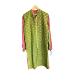 Frangipani Cotton Green and Burgundy Multi-Coloured Long Sleeved Coat UK Size Medium - Ava & Iva