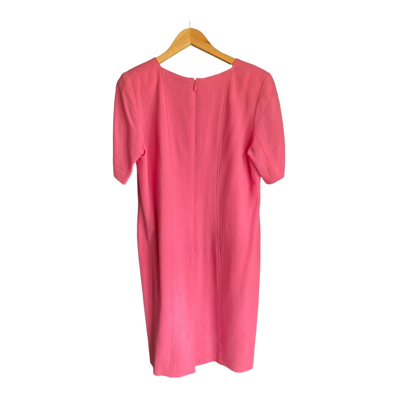 Vintage Jean Muir Wool Pink Short Sleeved Dress UK Size 12 - Ava & Iva