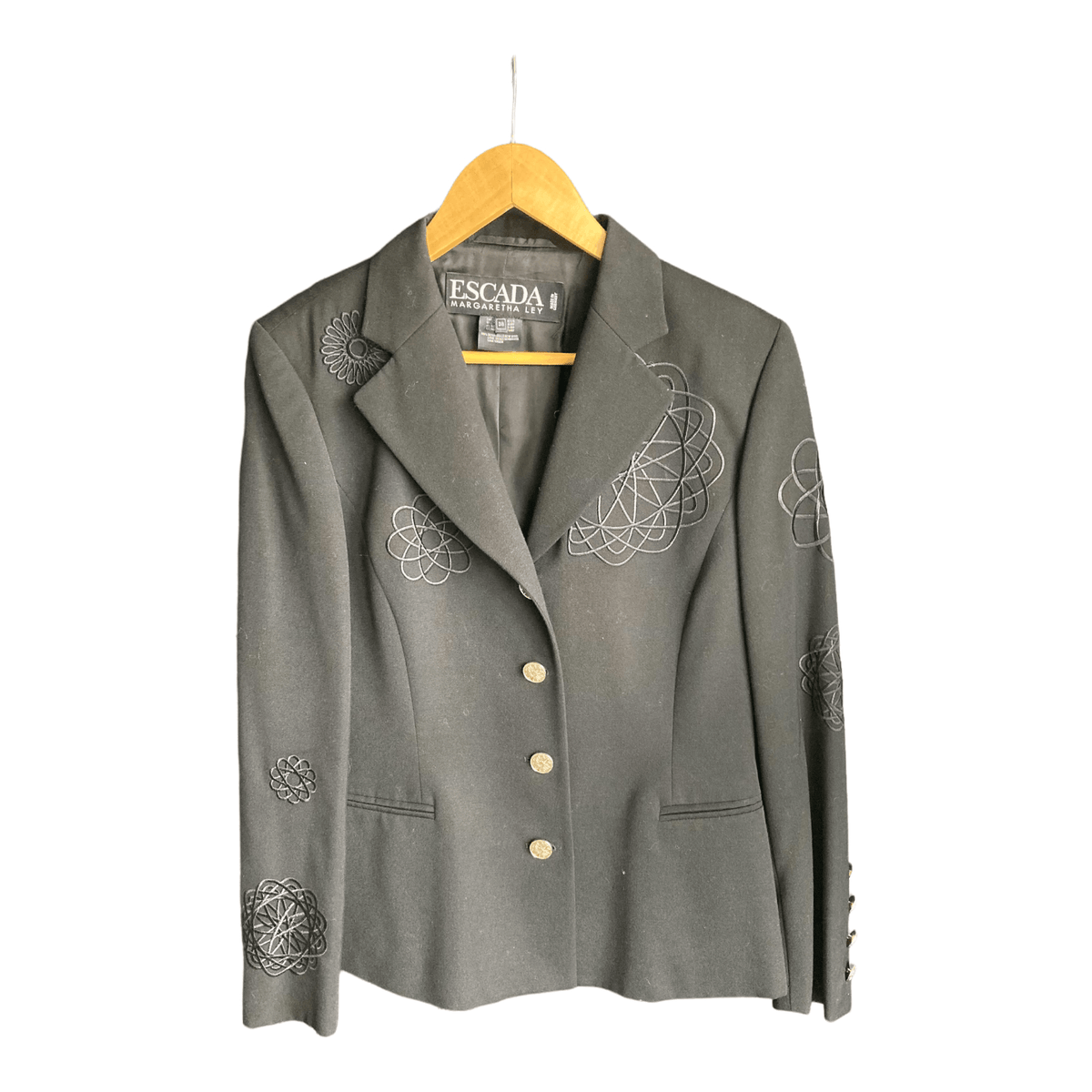 Escada Margaretha Ley Wool Navy Blazer UK Size 10 - Ava & Iva