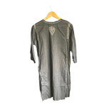 Soft Grey Cotton Black Embroidered Beach Cover Up Style 3/4 Sleeved Dress UK Size 12 - Ava & Iva
