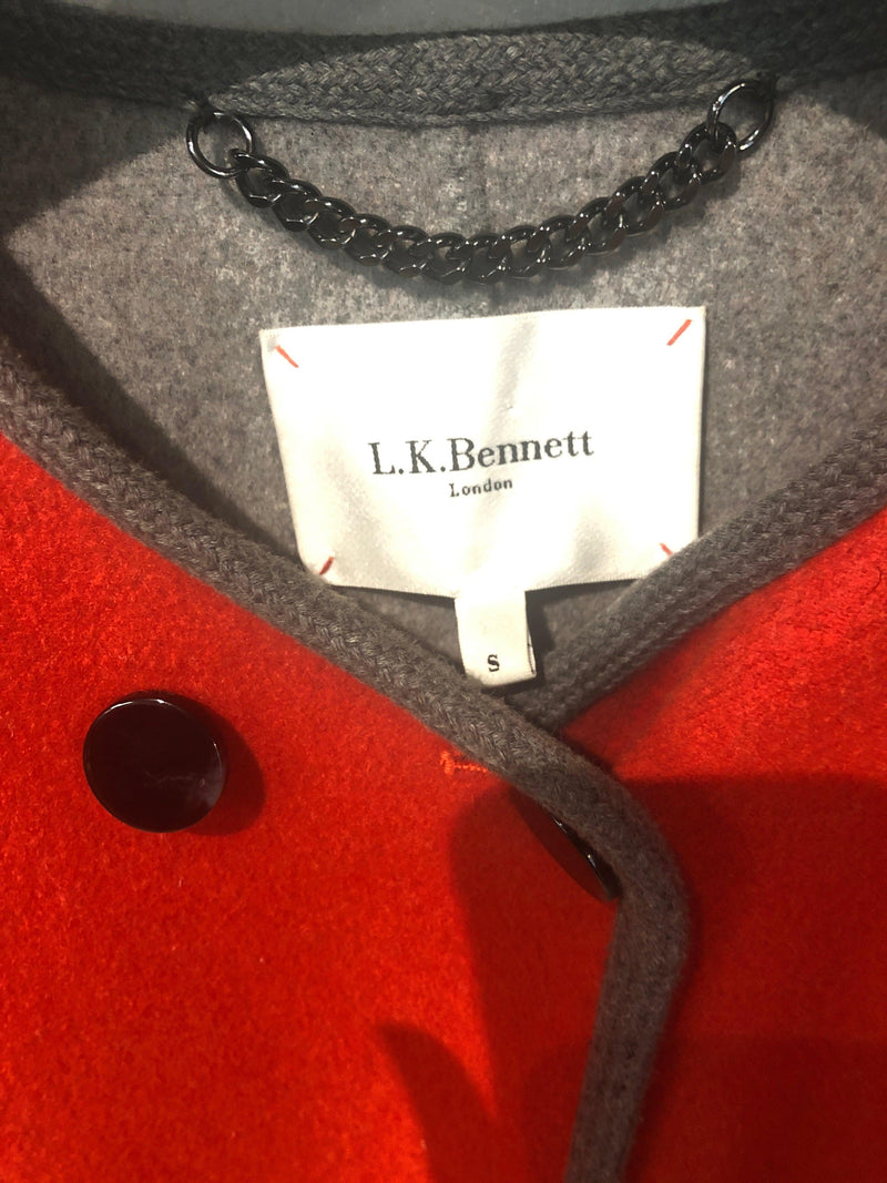 L K Bennett red and grey soft wool coat. Size S/M - Ava & Iva