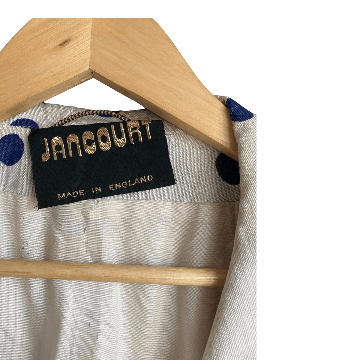 Vintage Jancourt Cream And Navy Long Sleeved Coat UK Size 14 - Ava & Iva