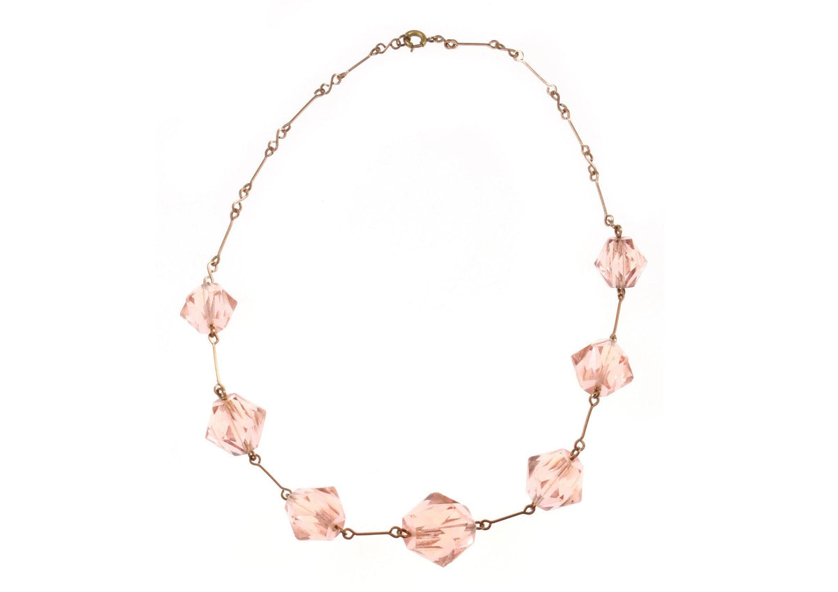 Pink beaded necklace with chain  