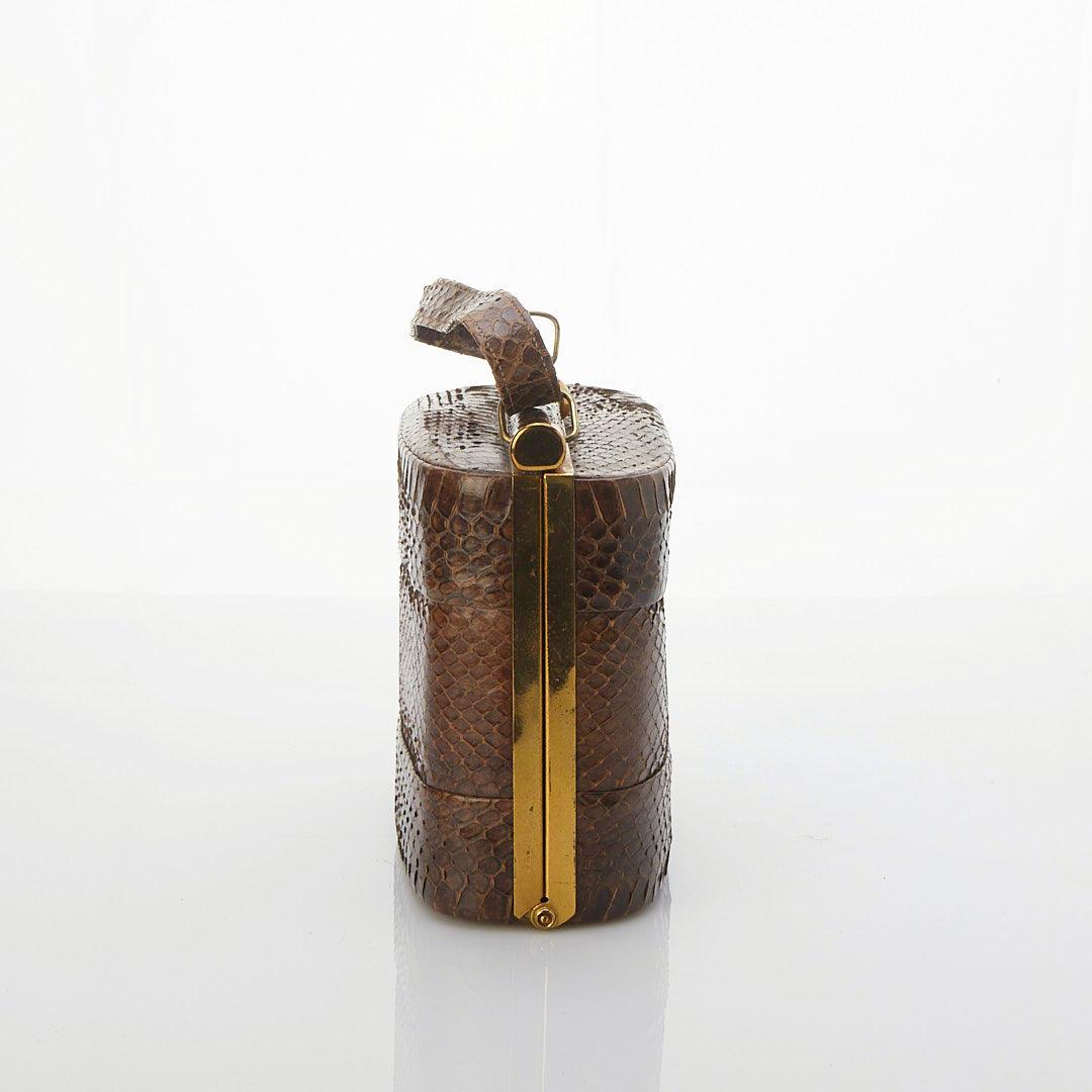 Vintage Leather Brown Snakeskin Handbag - Ava & Iva