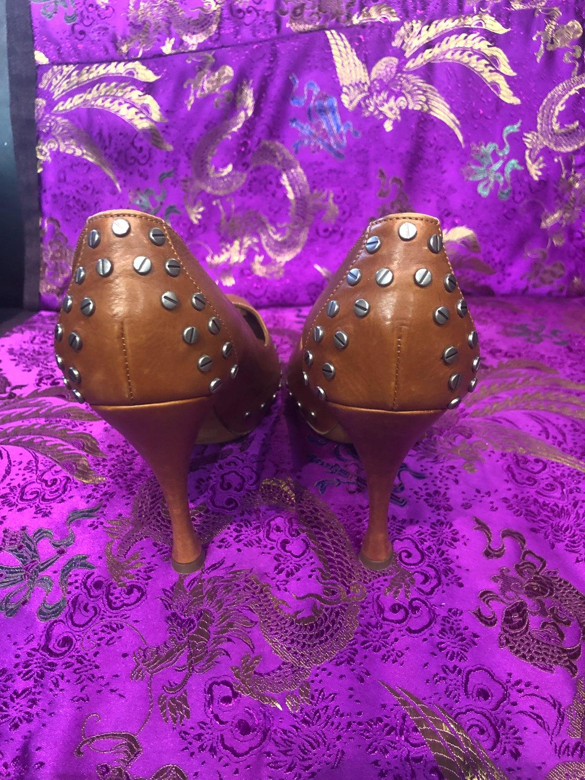 Ermanno Scervino leather tan stud Heels (36) 3 - Ava & Iva