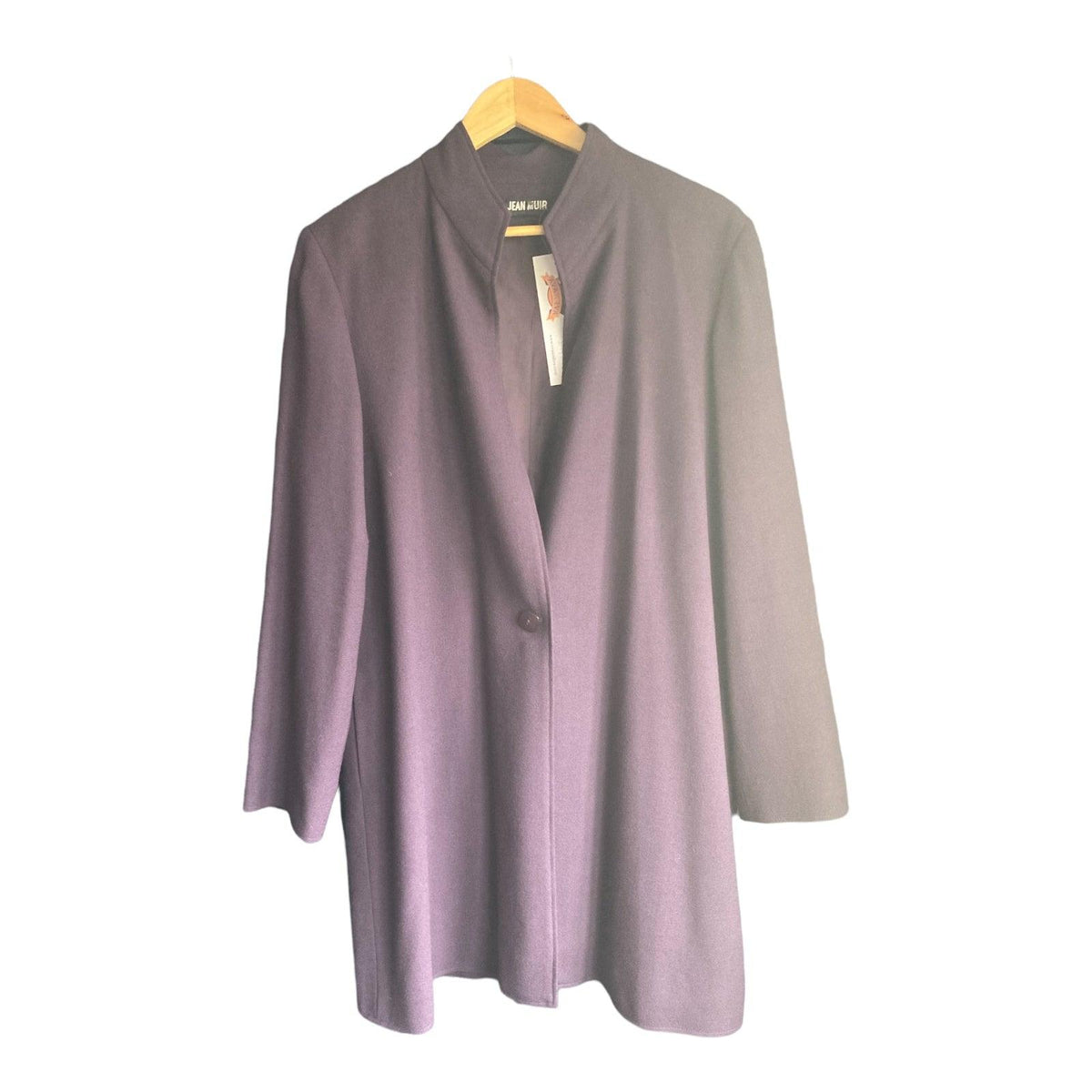 Vintage Jean Muir Crepe Purple Long Sleeved Dress and Matching Coat Suit UK Size 14 - Ava & Iva