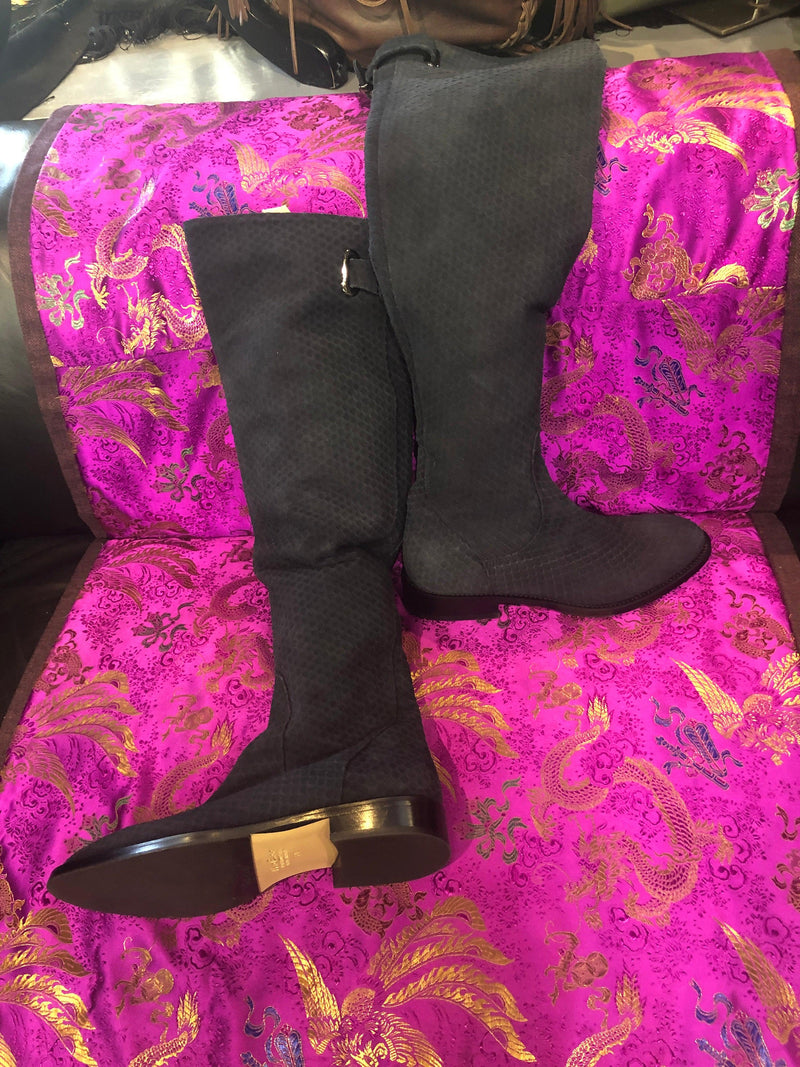 Keith Scarrot blue suede over the knee boots. New, size 5 (38) - Ava & Iva