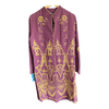 Frangipani Linen Burgundy and Gold Long Sleeved Coat UK Size Large - Ava & Iva