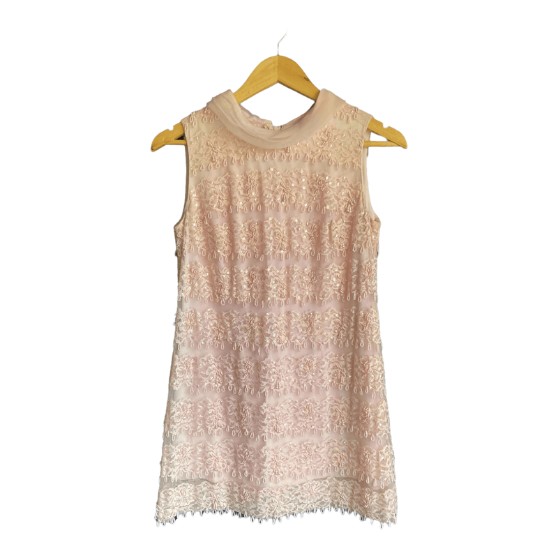 Vintage Ellis Pink Beaded Sleeveless Occasion Dress UK Size 8 - Ava & Iva