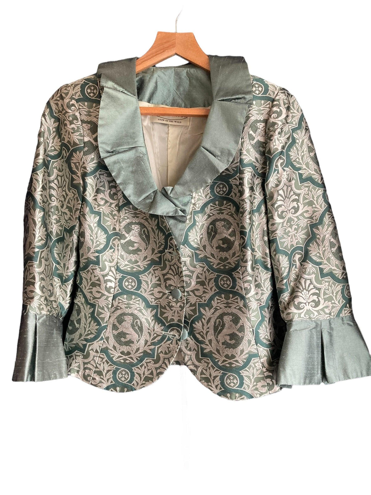 Jenny Edwards-Moss Pale Green Skirt Uk Size 10 And Matching Jacquard Long Sleeved Jacket UK Size 12 - Ava & Iva