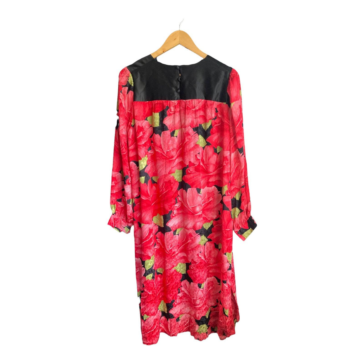 Vintage Red , Green and Black Patterned Long Sleeved Dress UK Size 16 - Ava & Iva