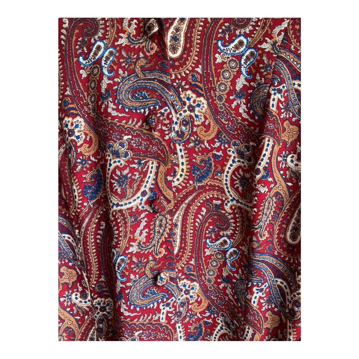 Vintage Eric Hill Wool Burgundy Paisley Pattern Long Sleeved Dress UK Size 14 - Ava & Iva