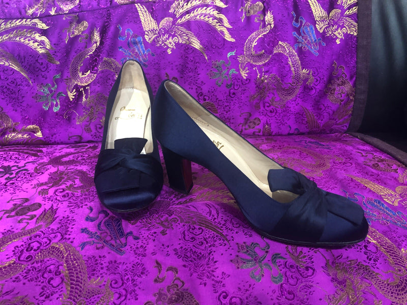 Christian Louboutin navy satin shoes size 36.5 - Ava & Iva