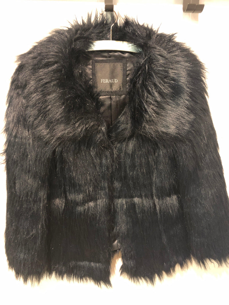 Feraud Faux Fur Jacket Black. UK Size 10 - Ava & Iva