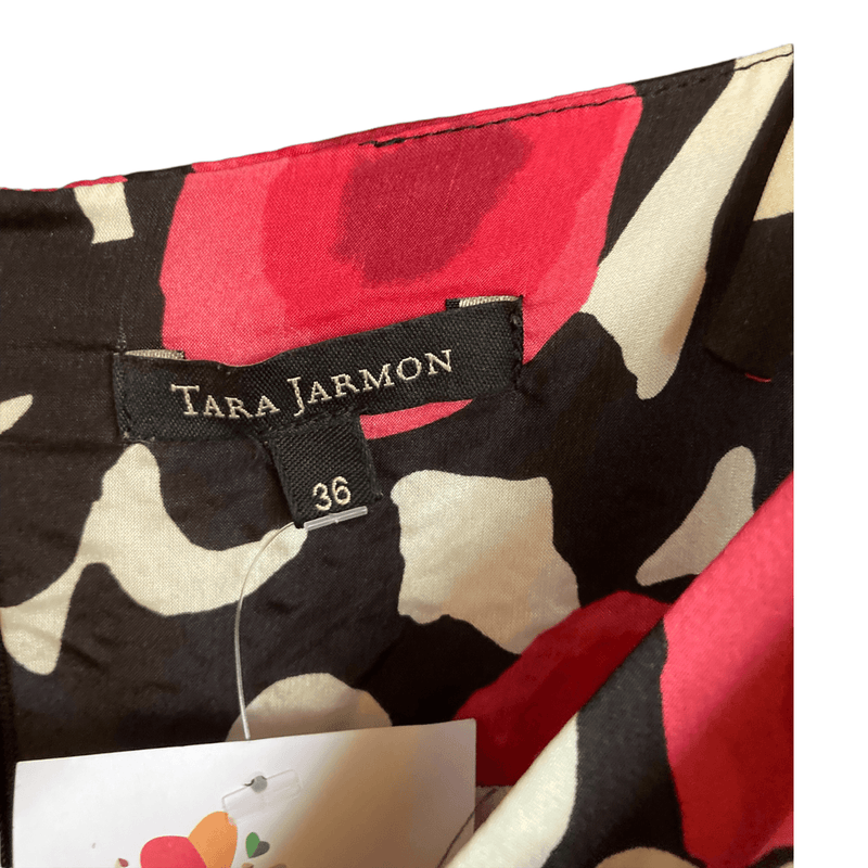 Tara Jarmon Silk Pink Black and White Patterned Shoestring Strapped Dress UK Size 8 - Ava & Iva