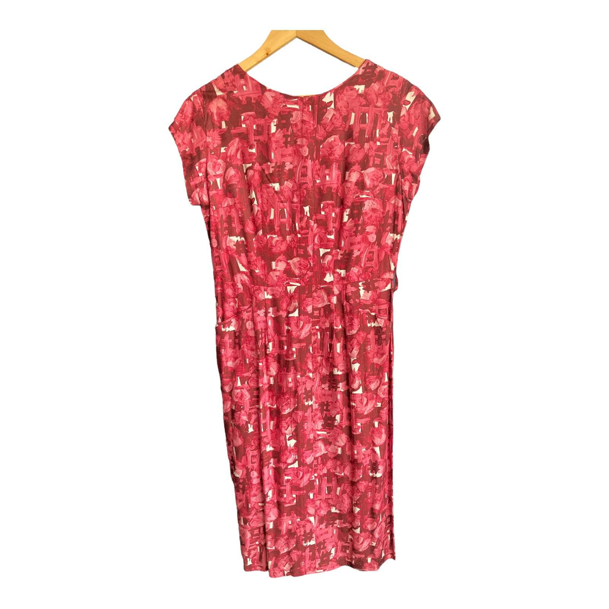 Vintage Rose Pink Capped Sleeved Dress UK Size 10 - Ava & Iva