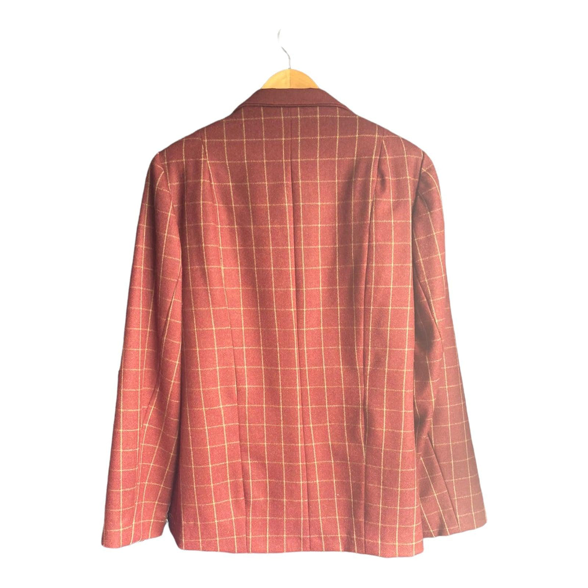 Jenny Edwards-Moss Wool Burgundy Checked Skirt Suit UK Size 14 - Ava & Iva