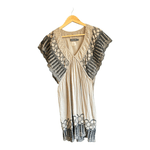 Antik Batik Cotton Taupe And Black Short Sleeved Dress UK Size 10 - Ava & Iva