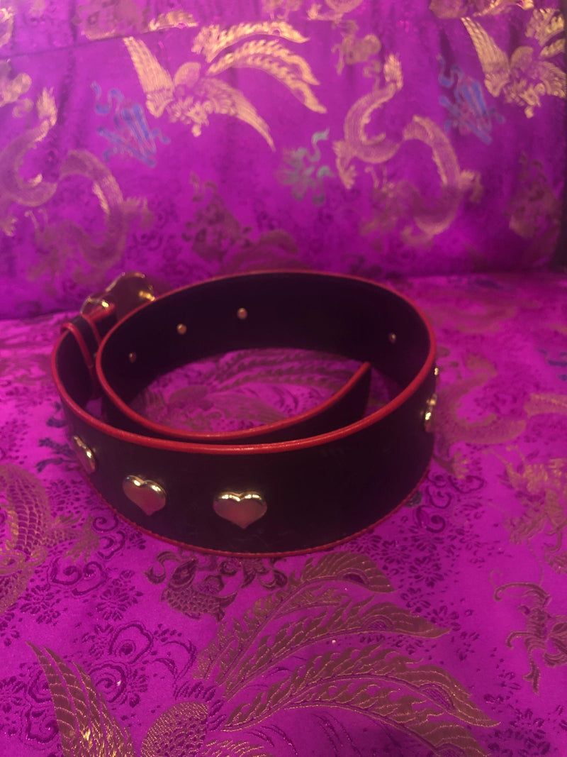 Escada wonderful leather black and red belt with hearts. Size 8/10 - Ava & Iva