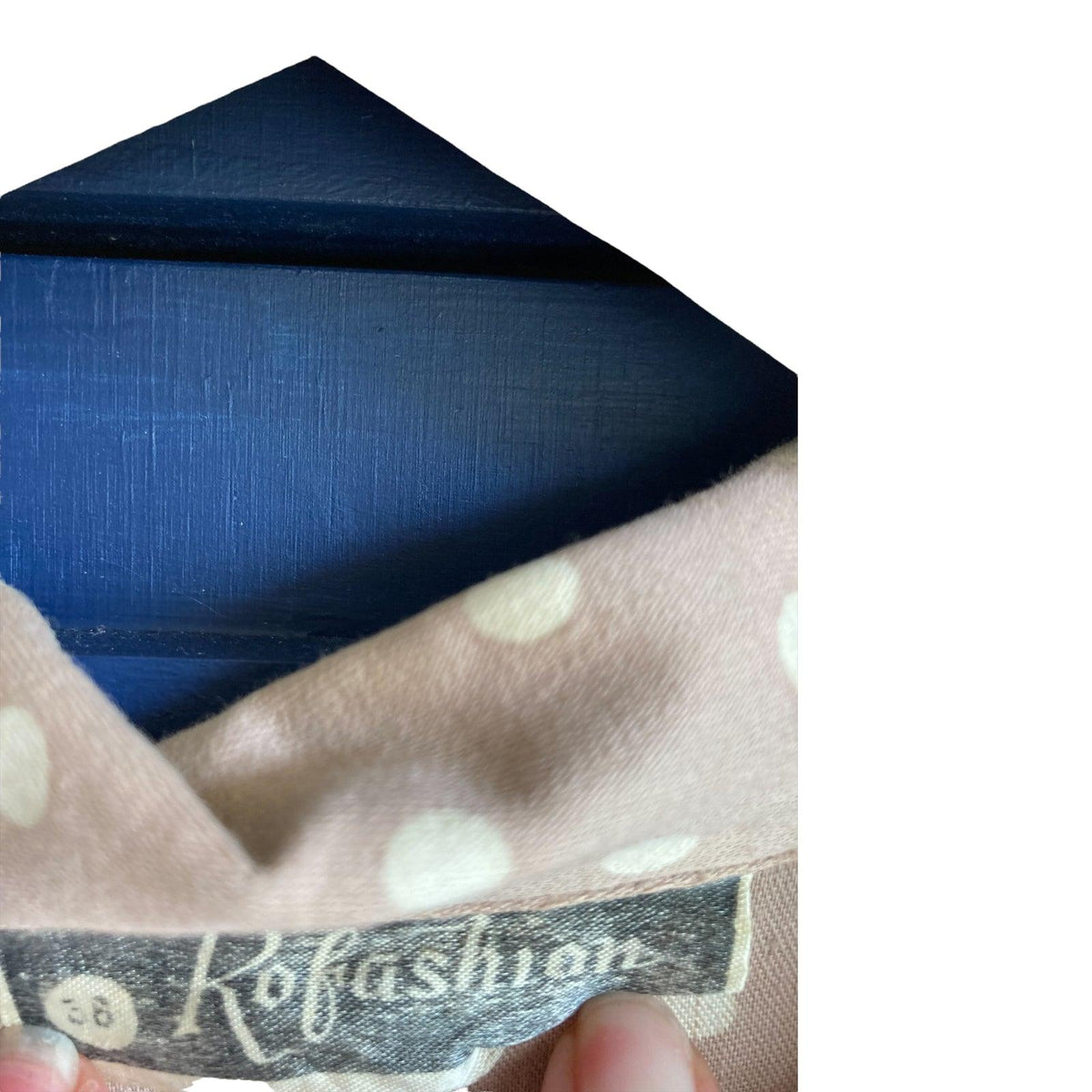 Rofashion Cotton Beige And Cream Polka Dot 3/4 Sleeved Dress UK Size 10 - Ava & Iva