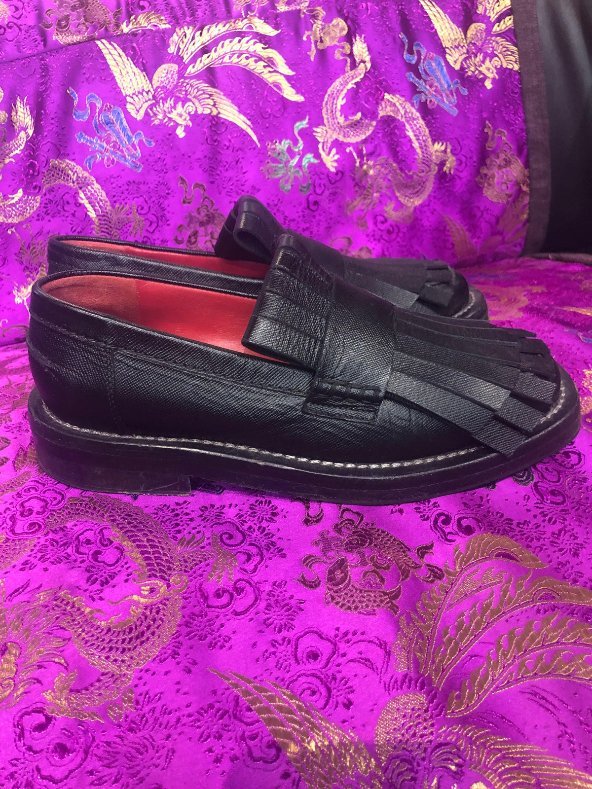 Marni funky fringed black leather brogues 37.5 - Ava & Iva
