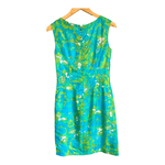 Vintage Green Floral Sleeveless Shift Dress UK Size 8 - Ava & Iva